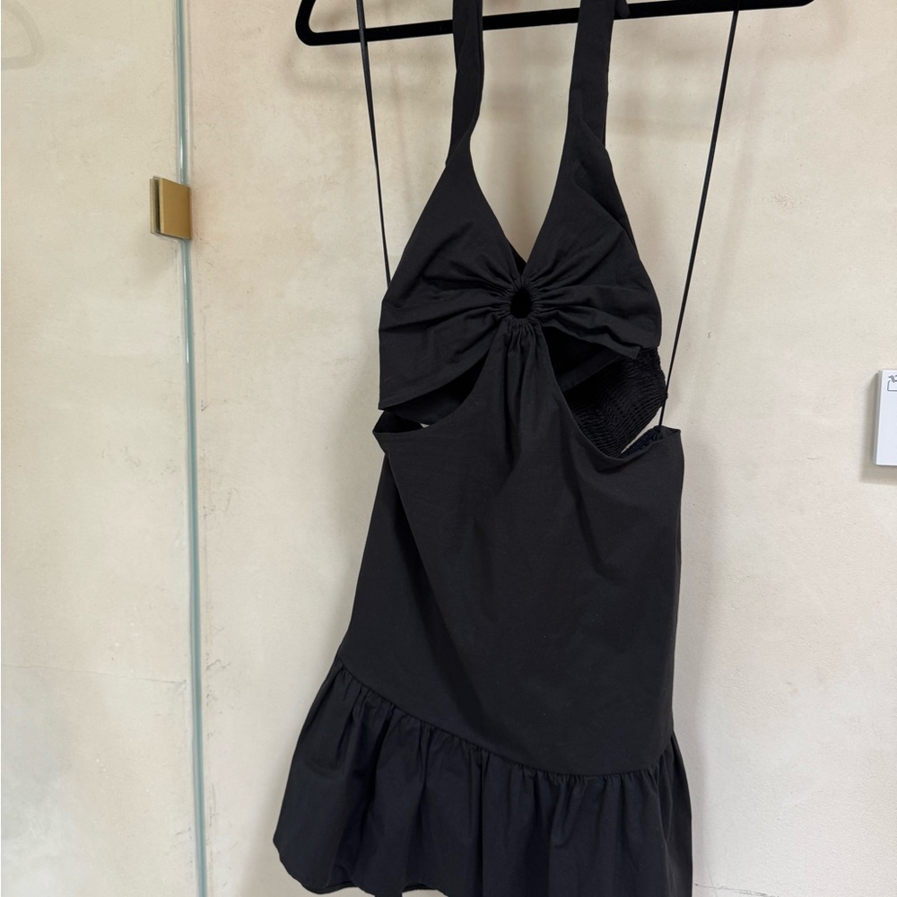 Peixoto Black Cut Out Ruffled Sundress